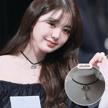 Load image into Gallery viewer, [IVE Wonyoung Necklace] Romantic bow and pearl drop choker - Silver Color
