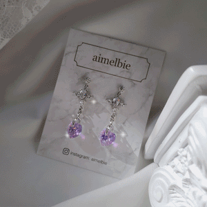 Angelic Heart Crystal Earrings - Violet