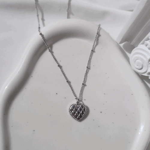 Quilted Heart Necklace (Stainless Steel)