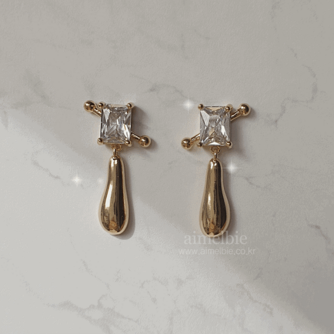 [(G)-IDLE Miyeon Earrings] Urban Metal drop earrings - Gold Color