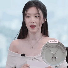 Load image into Gallery viewer, [IDLE Shuhua Necklace] Upside Down Crescent Moon Pearl Layered Necklace - Silver