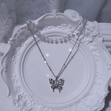 Load image into Gallery viewer, [I-DLE Shuhua Necklace] Mystique Butterfly Layered Necklace - Silver color