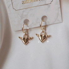 Load image into Gallery viewer, Angelic Heart Lock Huggies Earrings - Gold ver.