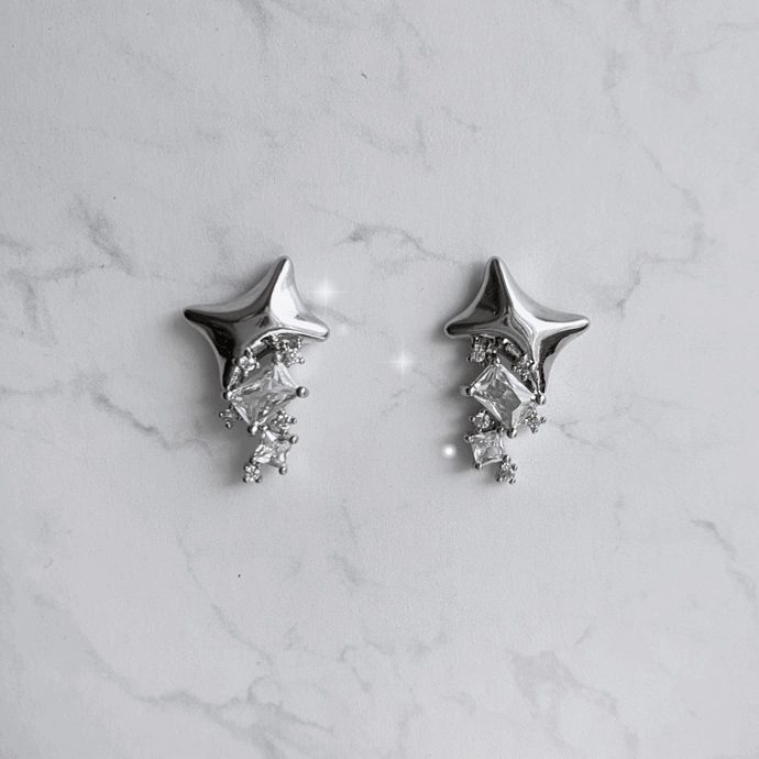 [IZNA Mai Earrings] Cosmic Mineral Earrings - Silver Color