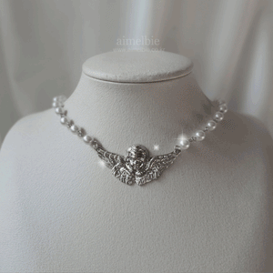 Baroque Angel Pearl Choker Necklace - Silver