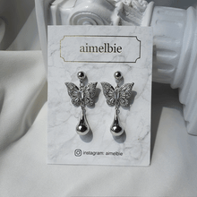 Load image into Gallery viewer, Metal Drop Butterfly Earrings