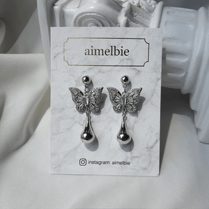 Metal Drop Butterfly Earrings