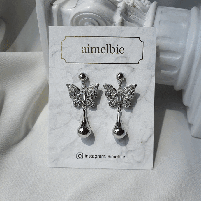Metal Drop Butterfly Earrings