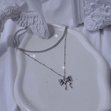 Load image into Gallery viewer, Melting Ribbon Rhinestone Chain Choker Layered Necklace