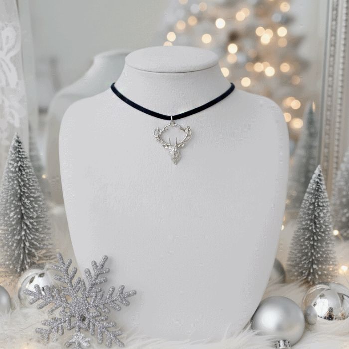 [ITZY Chaeryeong Necklace] Raindeer Choker Necklace - Silver Color
