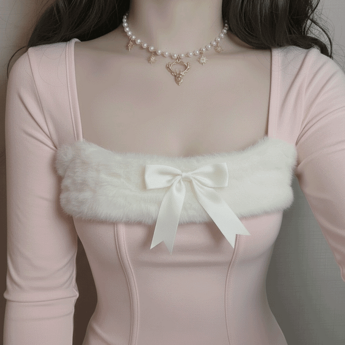 Dear and Star Pearl Necklace - Gold Color
