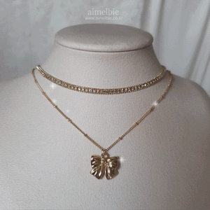 Lovely Ribbon Layered Necklace - Gold (Choi Yoojung, Kwon Jinah Necklace)