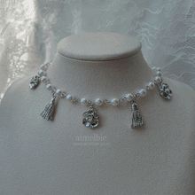 Load image into Gallery viewer, [Aespa Giselle, Red Velvet Wendy Necklace] Rose and Tassel Choker Necklace - Silver