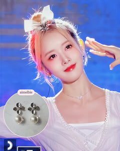 [IVE Leeseo, STAYC Sieun Earrings] Botanic Flower and Pearl Earrings - Silver