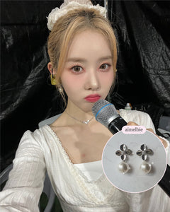 [IVE Leeseo, STAYC Sieun Earrings] Botanic Flower and Pearl Earrings - Silver