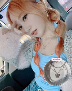 [(G)I-DLE Miyeon Necklace] Butterfly Fairy Layered Necklace