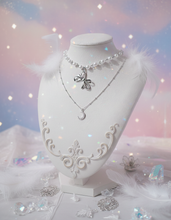 Load image into Gallery viewer, [BABYMONSTER Ahyeon, Luka Necklace] Princess Bow and Moon Layered Necklace - Silver Color