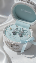 Load image into Gallery viewer, [IU Earrings] Dainty Heart Crystal and Ribbon Huggies Earrings - Silver Color