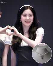 Load image into Gallery viewer, [Red Velvet Irene Necklace] Coquette Ribbon and Heart Locket Pearl Choker - Silver Color