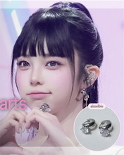 Load image into Gallery viewer, [Hearts2Hearts Ian Earrings] Diamond Ring Huggies Earrings - Silver Color