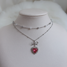 Load image into Gallery viewer, [IDLE Shuhua Necklace] Rosepink Heart Princess Layered Necklace - Silver Color