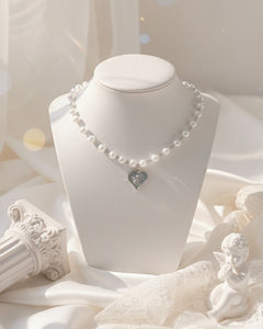 [IVE Gaeul, IDLE Shuhua, Choi Yena Necklace] Baby Angel Pearl Choker - Silver ver.