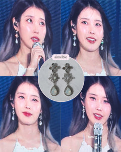 [IU Earrings] Flower Queen Earrings - White Opal Color