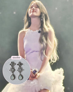 [IU Earrings] Flower Queen Earrings - White Opal Color