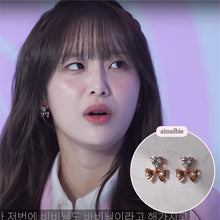 Load image into Gallery viewer, [Chuu Earrings] Heart Crystal and Ribbon Earrings - Rosegold