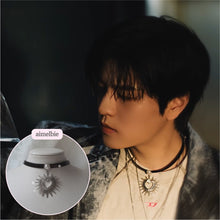 Load image into Gallery viewer, [Stray Kids Seungmin, IU Necklace] Heart Supernova Leather Choker - Silver ver.