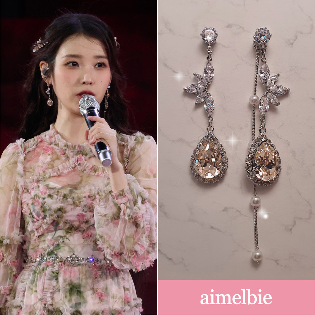 [IU Earrings] Heavenly Crystal Earrings - Champagne Pink ver.