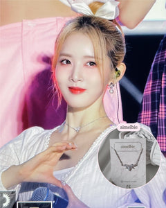 [IVE Wonyoung Necklace] Heavenly Crystal Semi Choker Necklace - Silver