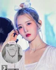 [IVE Wonyoung Necklace] Heavenly Crystal Semi Choker Necklace - Silver