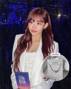 [IVE Wonyoung Necklace] Heavenly Crystal Semi Choker Necklace - Silver