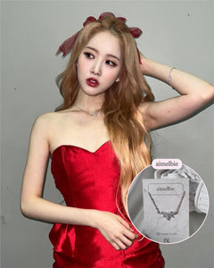 [IVE Wonyoung Necklace] Heavenly Crystal Semi Choker Necklace - Silver