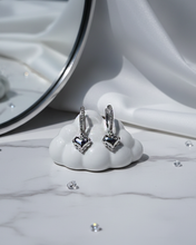 Load image into Gallery viewer, [NMIXX Jiwoo Earrings] Coquette Laced Hearts Huggies Earrings - Silver Color