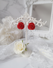 Load image into Gallery viewer, [Kwon Eunbi Earrings] Petit Rose Cabochon Earrings - Red