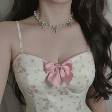 Load image into Gallery viewer, [IVE Rei, Actress Jieun Kim Necklace] Three Ribbons Pearl Choker Necklace - Silver ver.