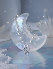 Load image into Gallery viewer, Butterfly Fairy Pearl Choker Necklace - Silver Color