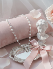 Load image into Gallery viewer, [TWICE Chaeyoung Necklace] Adorable Ribbon Pearl Choker - Silver Color