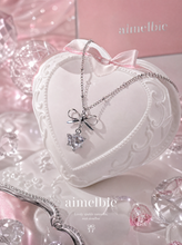 Load image into Gallery viewer, [NMIXX Sullyoon Necklace] Dainty Ribbon and Heart Collarbone Necklace - Silver Color