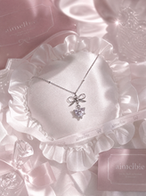 Load image into Gallery viewer, [NMIXX Sullyoon Necklace] Dainty Ribbon and Heart Collarbone Necklace - Silver Color