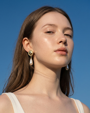 Load image into Gallery viewer, Ethnic Button and Long Pearl Earrings - Gold
