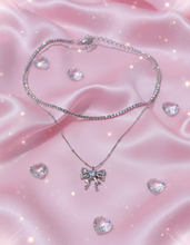 Load image into Gallery viewer, [NMIXX Jiwoo Necklace] Melting Ribbon Rhinestone Chain Choker Layered Necklace
