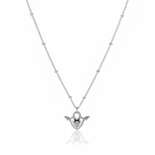 Load image into Gallery viewer, [Jo Yu-ri, CHUU Necklace] Angelic Heart Lock Layered Necklace - Silver Color