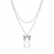 Load image into Gallery viewer, [IVE Liz Necklace/Anti-tarnish] Sparkling Ribbon Layered Necklace - Silver Color