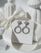 Load image into Gallery viewer, [IVE Wonyoung Earrings] Diamond and Silver Ring Earrings
