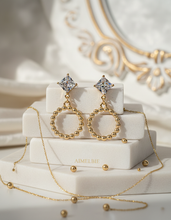 Load image into Gallery viewer, Diamond and Gold Ring Earrings (STAYC Isa, fromis_9 Chaeyoung Earrings)