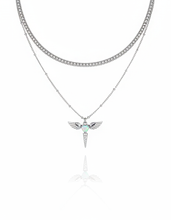 Load image into Gallery viewer, [NMIXX Jiwoo Necklace] Angelic Wand Layered Necklace - Silver Color