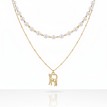 Load image into Gallery viewer, [Anti-tarnish] Kitty Layered Pearl Choker Necklace - Gold Color (Kep1er Yujin Necklace)